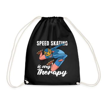 Speed Skating Is My Therapy Short Track Ice Skates - Drawstring Bag - black - Front