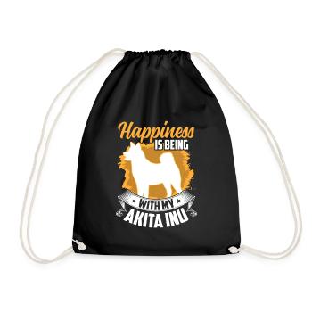 Akita Inu makes Japanese Akita Inu happy - Drawstring Bag - black - Front