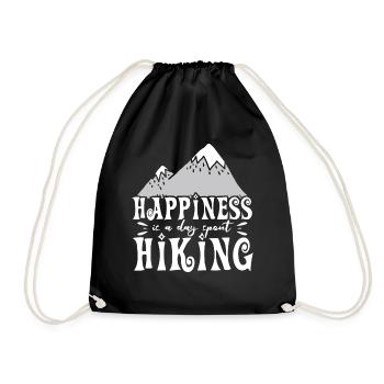 Happiness is a day spent hiking - Drawstring Bag - black - Front