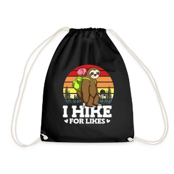 I Hike For Likes Wildlife Sloth Hiker Backpacker - Drawstring Bag - black - Front