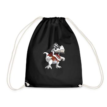 T-Rex in Pirate Costume Dinosaur Skeleton Children - Drawstring Bag - black - Front