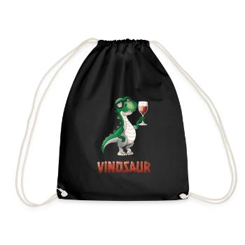 Vinosaurus Wine Drinker Dinosaur Funny T-Rex - Drawstring Bag - black - Front
