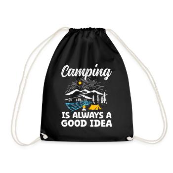 Camping is always a good Idea - Drawstring Bag - black - Front