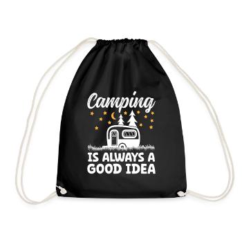 Camping is always a good Idea - Drawstring Bag - black - Front