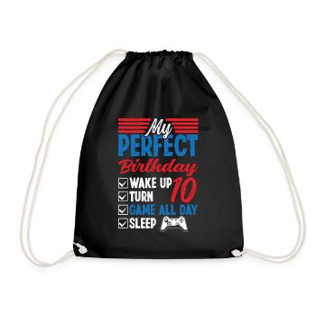 My Birthday ten Game sleep - Drawstring Bag - black - Front