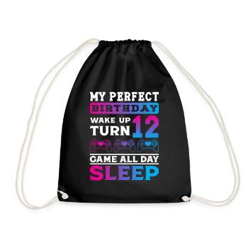My Birthday 12 Game sleep - Drawstring Bag - black - Front