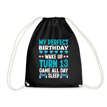 My Birthday 13 Game sleep - Drawstring Bag - black - Front