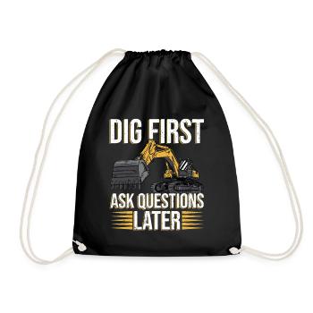 Excavator Digger Excavators Construction Worker - Drawstring Bag - black - Front