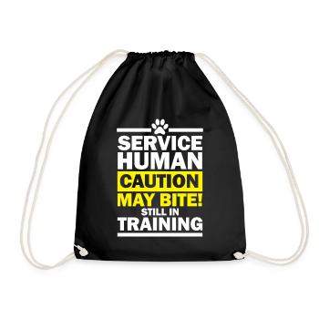 Service Human Caution May Bite Still in Training - Drawstring Bag - black - Front