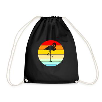 Flamingo sunset - Drawstring Bag - black - Front