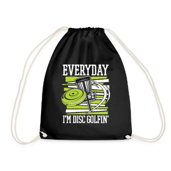 Everyday I'm Disc Golfing Frisbee Golf Basket - Drawstring Bag - black - Front