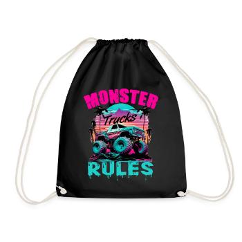 Monster Trucks Rules für Männer und Jungen - Turnbeutel - Schwarz - Vorne