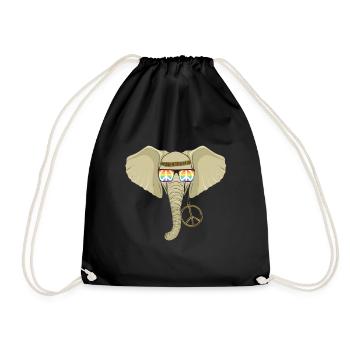 Hippie Tshirt Peace Movement Woodstock Boho Groove - Drawstring Bag - black - Front