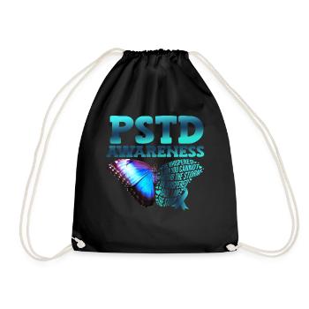 Pstd awareness Post-traumatic - Drawstring Bag - black - Front
