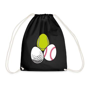Sport Osterei Tennis Sportlich Baseball Spiel - Turnbeutel - Schwarz - Vorne