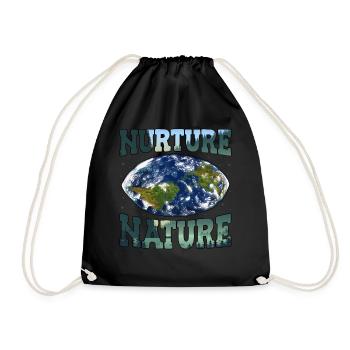 Nurture Nature Promoting Environmental Awareness - Drawstring Bag - black - Front