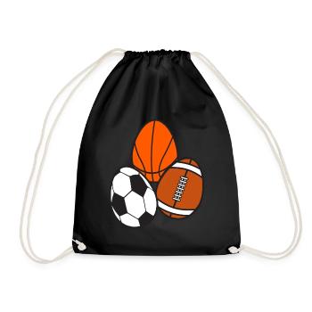 American Football Sport Soccer Basketball - Drawstring Bag - black - Front