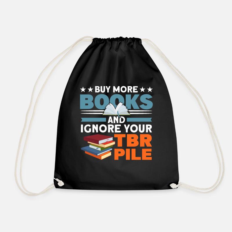Book lover design with books for literature - Drawstring Bag - black