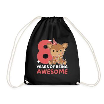 Deer for 8th birthday Children eight years old - Drawstring Bag - black - Front