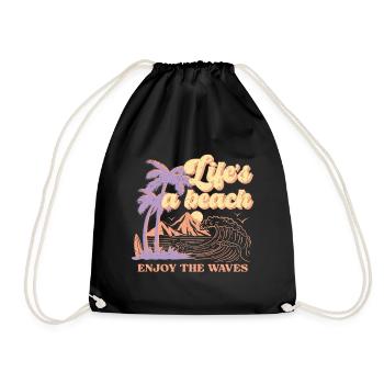 Life's A Beach Enjoy The Waves Summer - Drawstring Bag - black - Front
