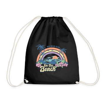 No Bad Day On The Beach Summer - Drawstring Bag - black - Front
