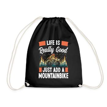 Life is really good mountain biking - Drawstring Bag - black - Front