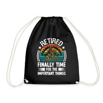 Retired finally Time for the important - Drawstring Bag - black - Front