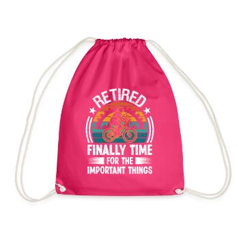 Retired finally Time for the important - Drawstring Bag - fuchsia - Front