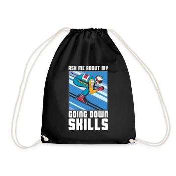 Cross Country Skiing Ask Me About My Ski Racing - Drawstring Bag - black - Front