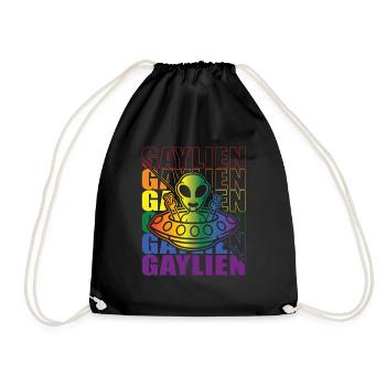 Gender Lesben, Schwule, Trans, Queer Regenbogen - Turnbeutel - Schwarz - Vorne