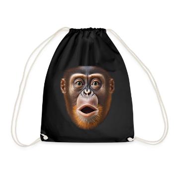 Funny Monkey T-Shirt - Drawstring Bag - black - Front