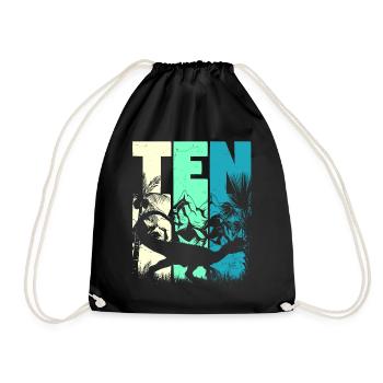 Dilophosaurus 10 ans garçon 10e anniversaire - Sac de sport léger - noir - Devant