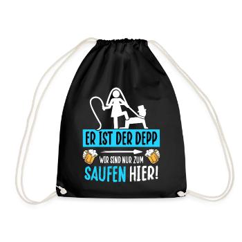 JGA T-Shirt Männer Junggesellenabschied Poltern - Turnbeutel - Schwarz - Vorne