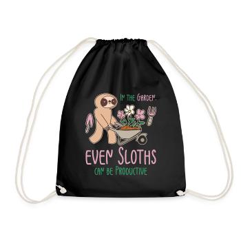 Gardening Sloth Florist Botany Sloth Lover Garden - Drawstring Bag - black - Front