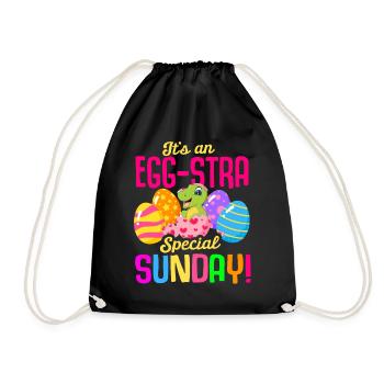 Easter T-rex Dinosaur Rabbit Easter Holiday - Drawstring Bag - black - Front