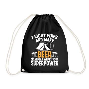 I light Fires and make Beer disappear - Drawstring Bag - black - Front
