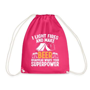 I light Fires and make Beer disappear - Drawstring Bag - fuchsia - Front