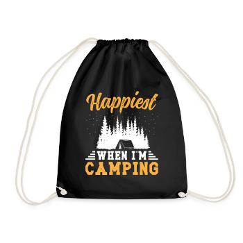 Happiest when i'm camping - Turnbeutel - Schwarz - Vorne