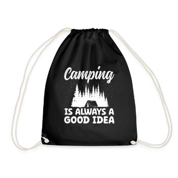 Camping is always a good Idea - Drawstring Bag - black - Front