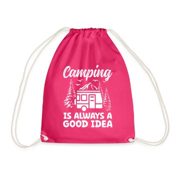 Camping is always a good Idea - Drawstring Bag - fuchsia - Front