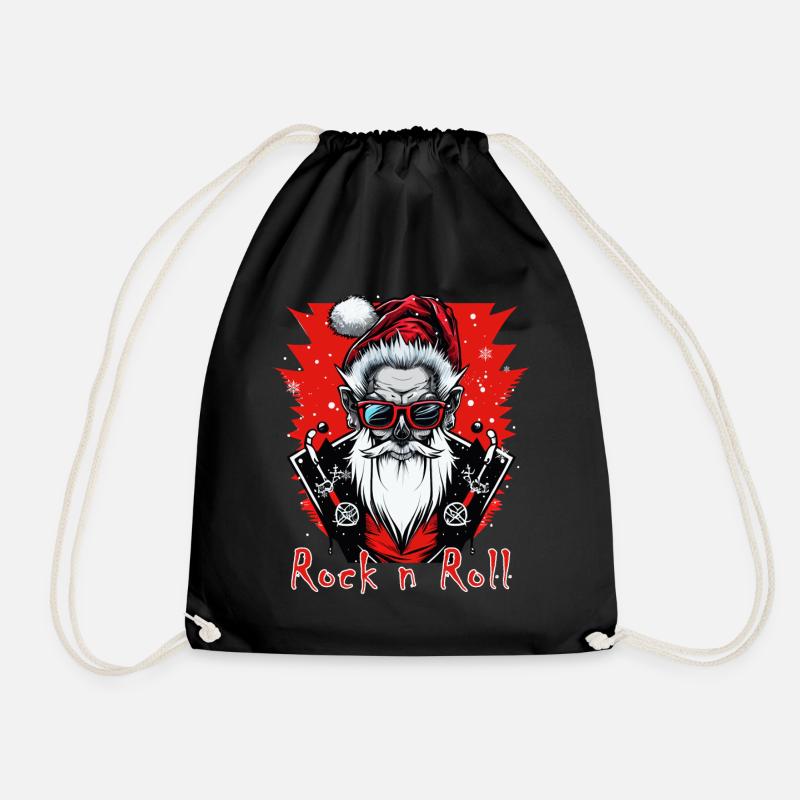 Funny Rock n Roll Punk Santa Claus Rocker Christma - Turnbeutel - Schwarz