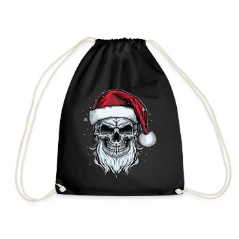 Santa Claus Skull Christmas Horror Metal Rock n Ro - Turnbeutel - Schwarz - Vorne