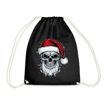 Santa Claus Skull Christmas Horror Metal Rock n Ro - Turnbeutel - Schwarz - Vorne