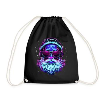 Vaporwave Santa Claus Christmas Japanese Aesthetic - Drawstring Bag - black - Front