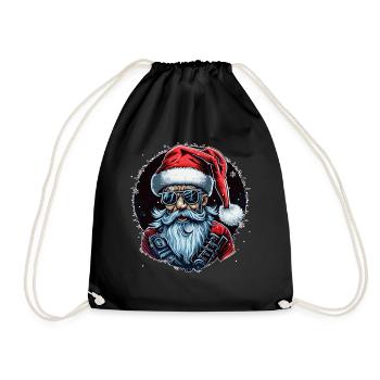 Old Rocker Santa Claus Rock n Roll Metal Christmas - Turnbeutel - Schwarz - Vorne