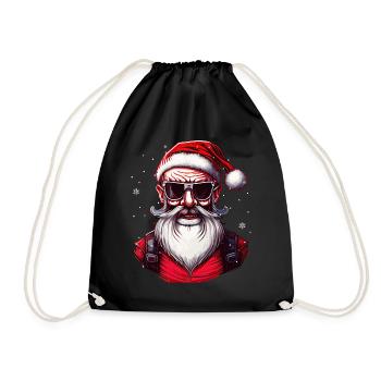 Old Rocker Santa Claus Rock n Roll Metal Christmas - Turnbeutel - Schwarz - Vorne