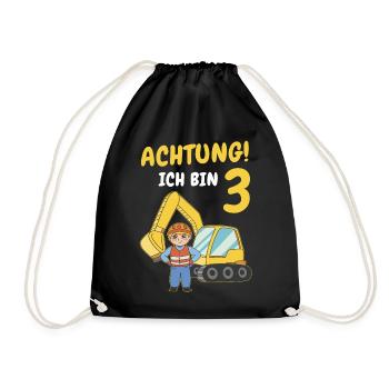 Geburtstagsgeschenk 3 Jahre Geburtstagskind - Turnbeutel - Schwarz - Vorne