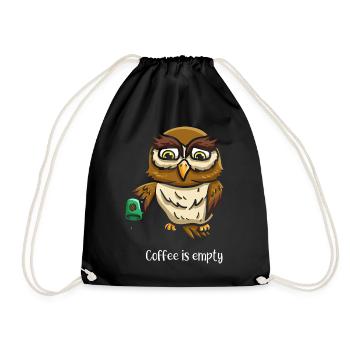 empty coffee ornithology - Drawstring Bag - black - Front