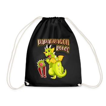 Papa-Drache, Papadragon, lustiger Vatertag Spruch - Turnbeutel - Schwarz - Vorne