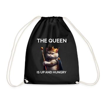 The Queen is Hungry Royal Cat - Drawstring Bag - black - Front